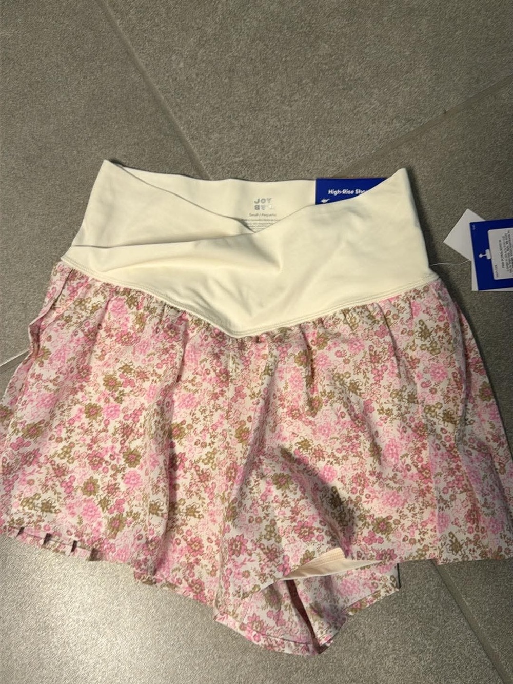 JoyLab Cream High-Rise Floral Athletic Shorts